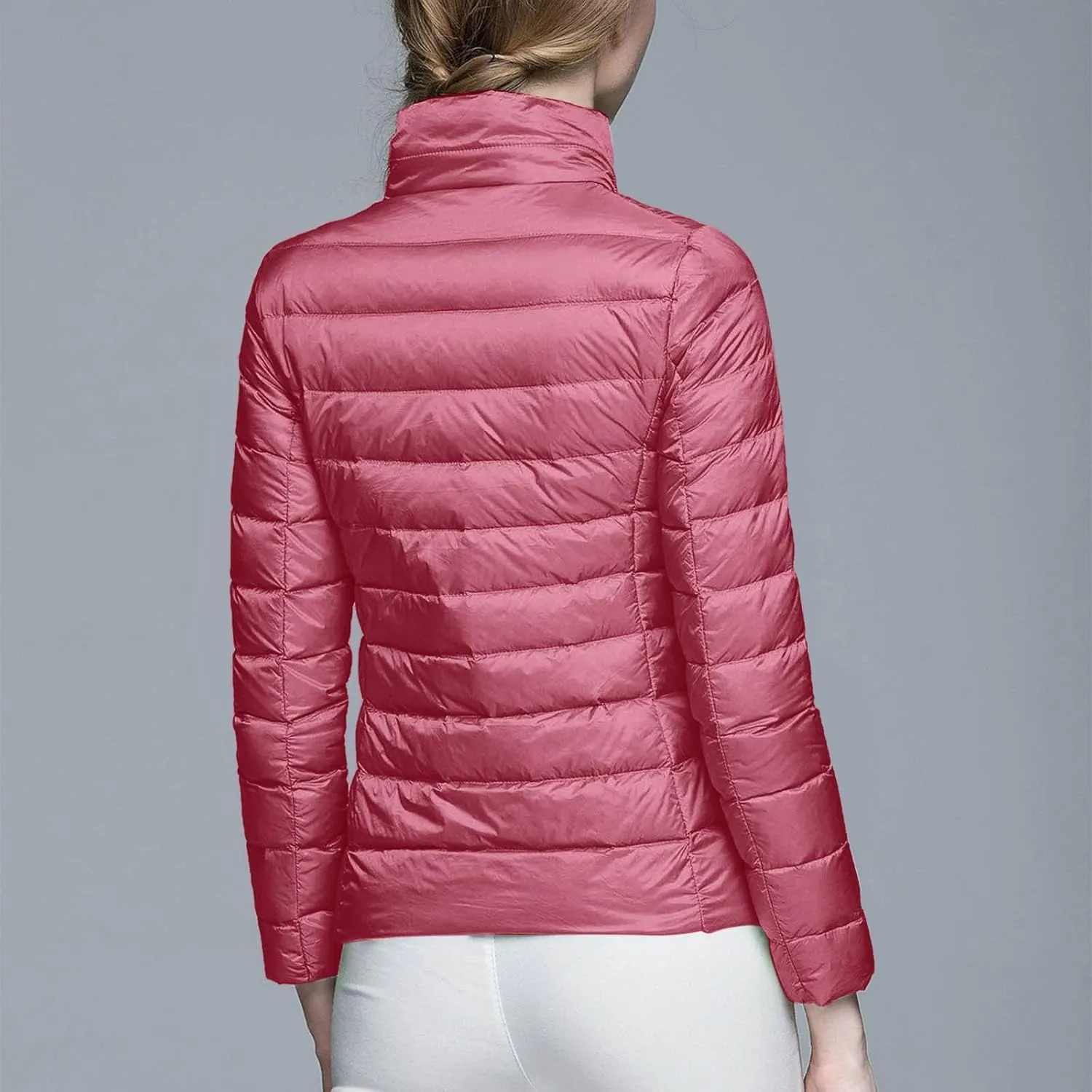 Lightweight Puffer Jacket Women Packable Duck Down Quilted Jacket Winter Warm Padded Bubble Outwear Coat