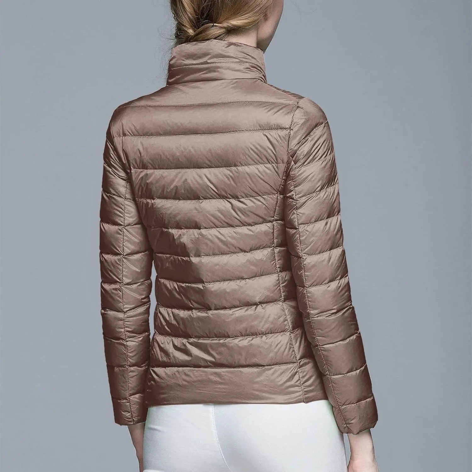 Lightweight Puffer Jacket Women Packable Duck Down Quilted Jacket Winter Warm Padded Bubble Outwear Coat