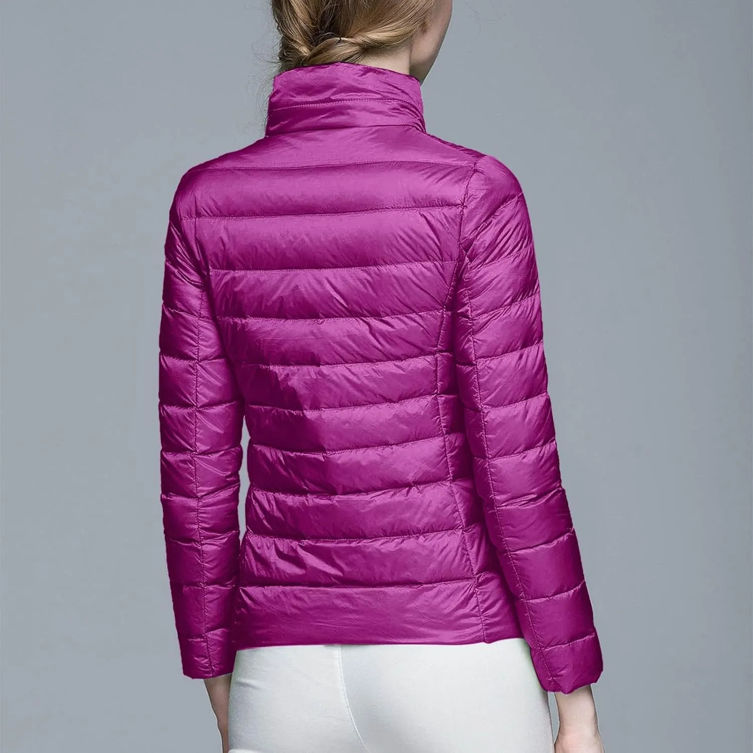 Lightweight Puffer Jacket Women Packable Duck Down Quilted Jacket Winter Warm Padded Bubble Outwear Coat