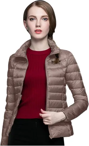 Lightweight Puffer Jacket Women Packable Duck Down Quilted Jacket Winter Warm Padded Bubble Outwear Coat