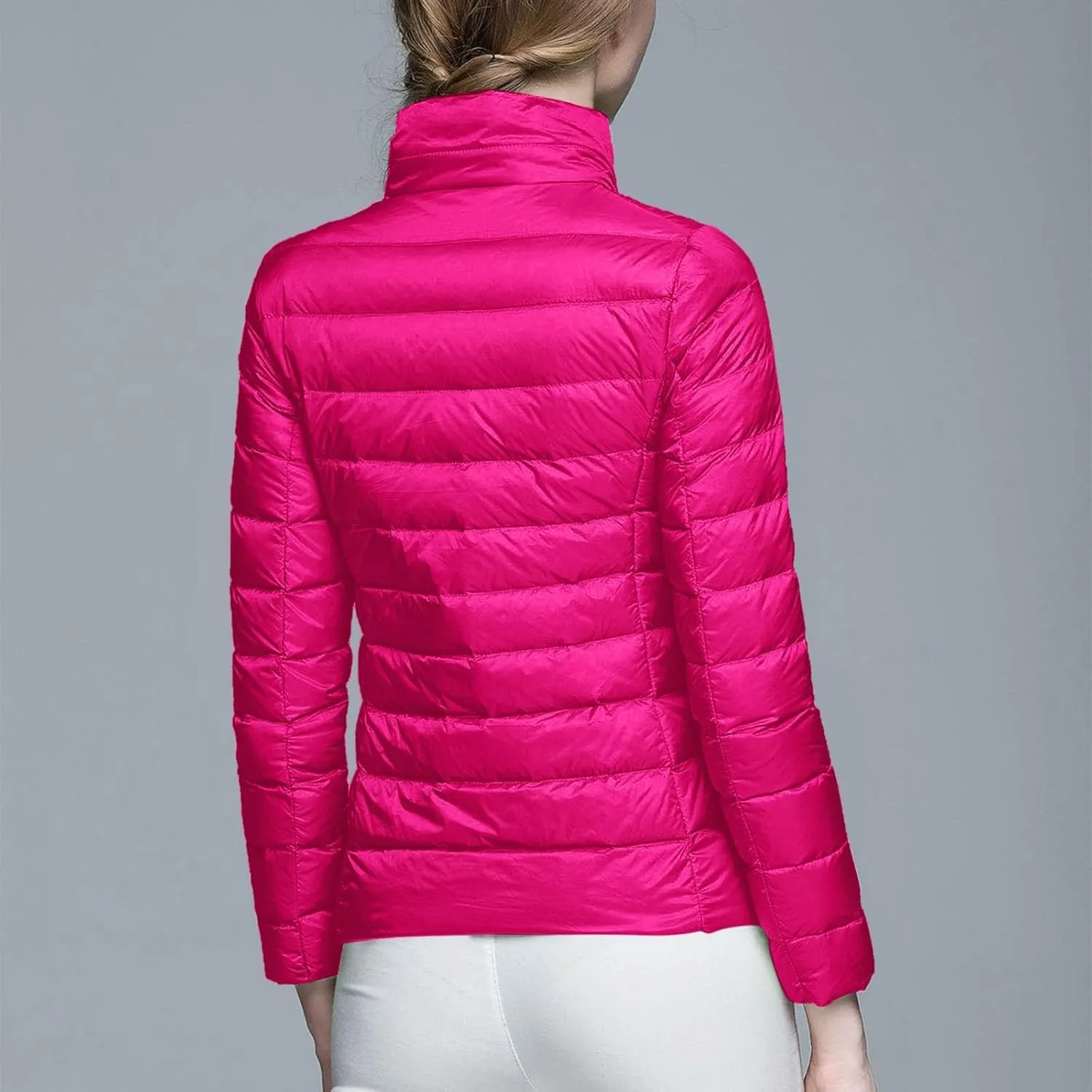 Lightweight Puffer Jacket Women Packable Duck Down Quilted Jacket Winter Warm Padded Bubble Outwear Coat