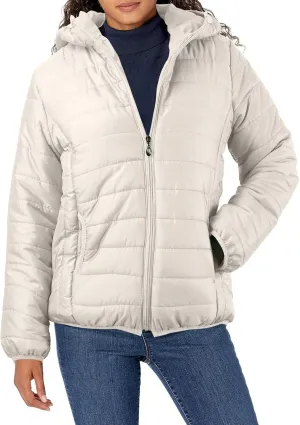 Lightweight Puffer Jacket Women Packable Quilted Hooded Coat Winter Bubble Padded Zip Down Coats