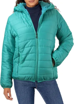 Lightweight Puffer Jacket Women Packable Quilted Hooded Coat Winter Bubble Padded Zip Down Coats