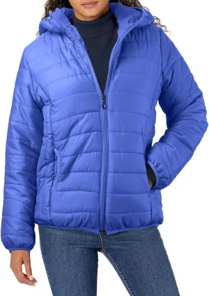 Lightweight Puffer Jacket Women Packable Quilted Hooded Coat Winter Bubble Padded Zip Down Coats
