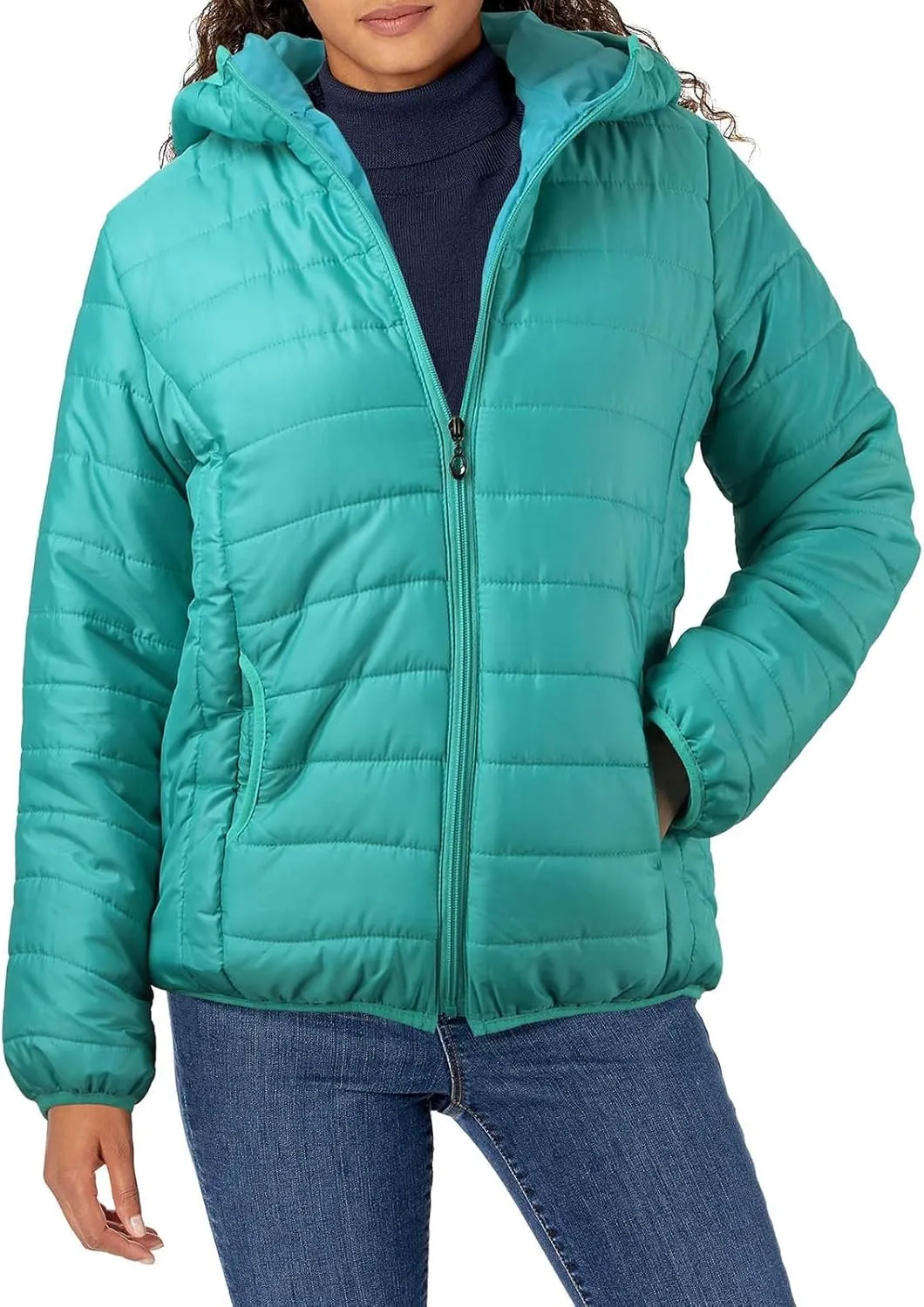 Lightweight Puffer Jacket Women Packable Quilted Hooded Coat Winter Bubble Padded Zip Down Coats