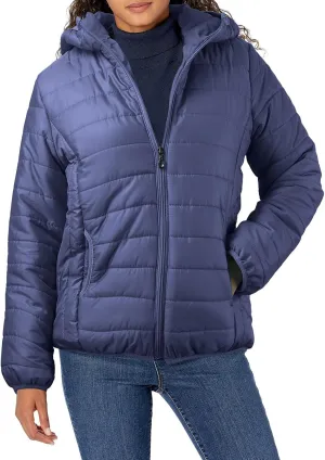 Lightweight Puffer Jacket Women Packable Quilted Hooded Coat Winter Bubble Padded Zip Down Coats