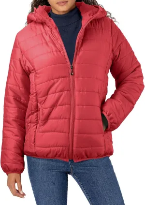 Lightweight Puffer Jacket Women Packable Quilted Hooded Coat Winter Bubble Padded Zip Down Coats