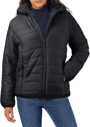 Lightweight Puffer Jacket Women Packable Quilted Hooded Coat Winter Bubble Padded Zip Down Coats