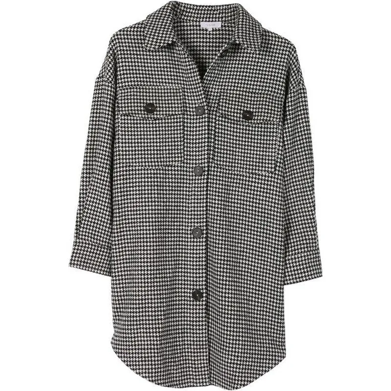 LILOU Hound tooth long shacket