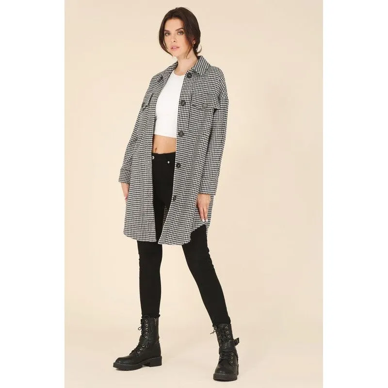 LILOU Hound tooth long shacket