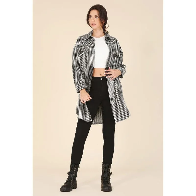 LILOU Hound tooth long shacket