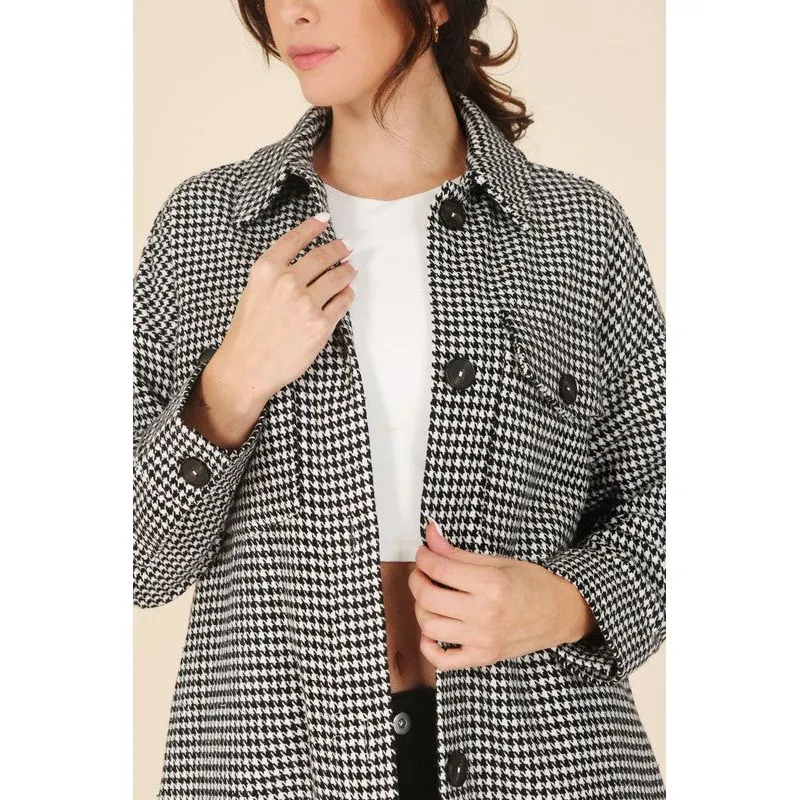 LILOU Hound tooth long shacket