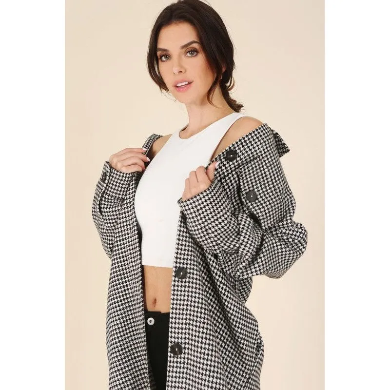 LILOU Hound tooth long shacket