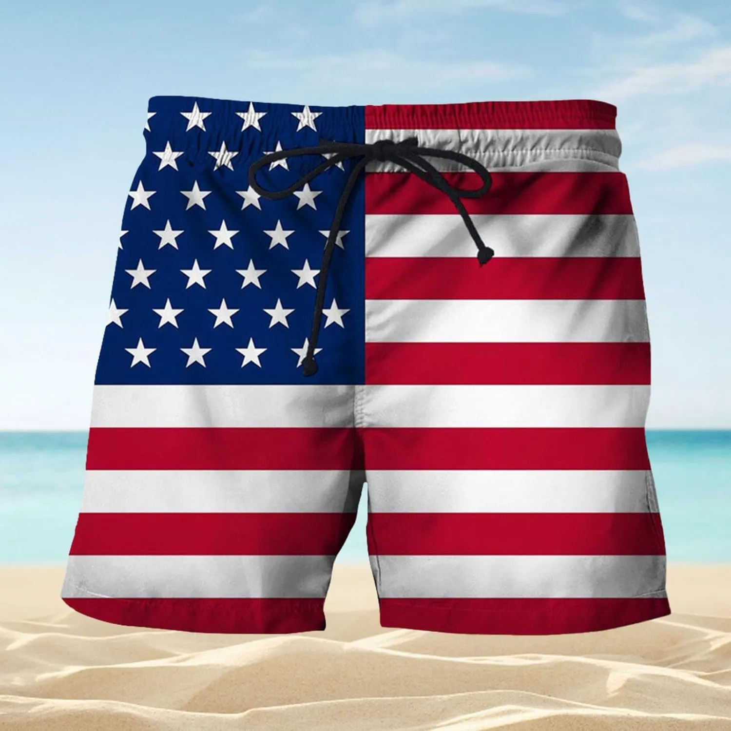 Linen Men Realistic Printed Summer Shorts Beach Shorts Beach Swim Shorts Linen Clothes for Men Big and Tall Shorts