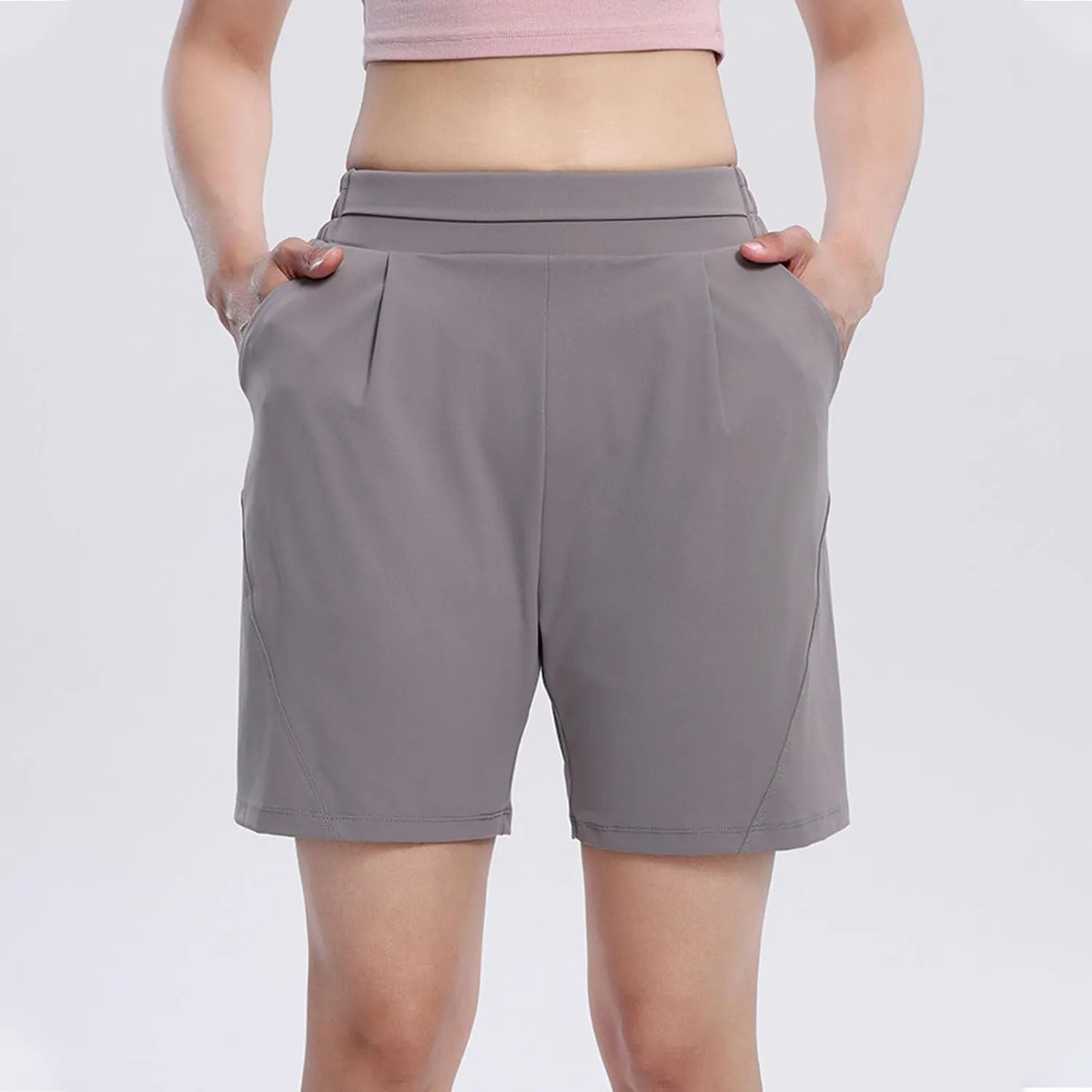 Linen Shorts for Women Casual Summer High Waisted Running Shorts Loose Fit Breathable Workout Outfits