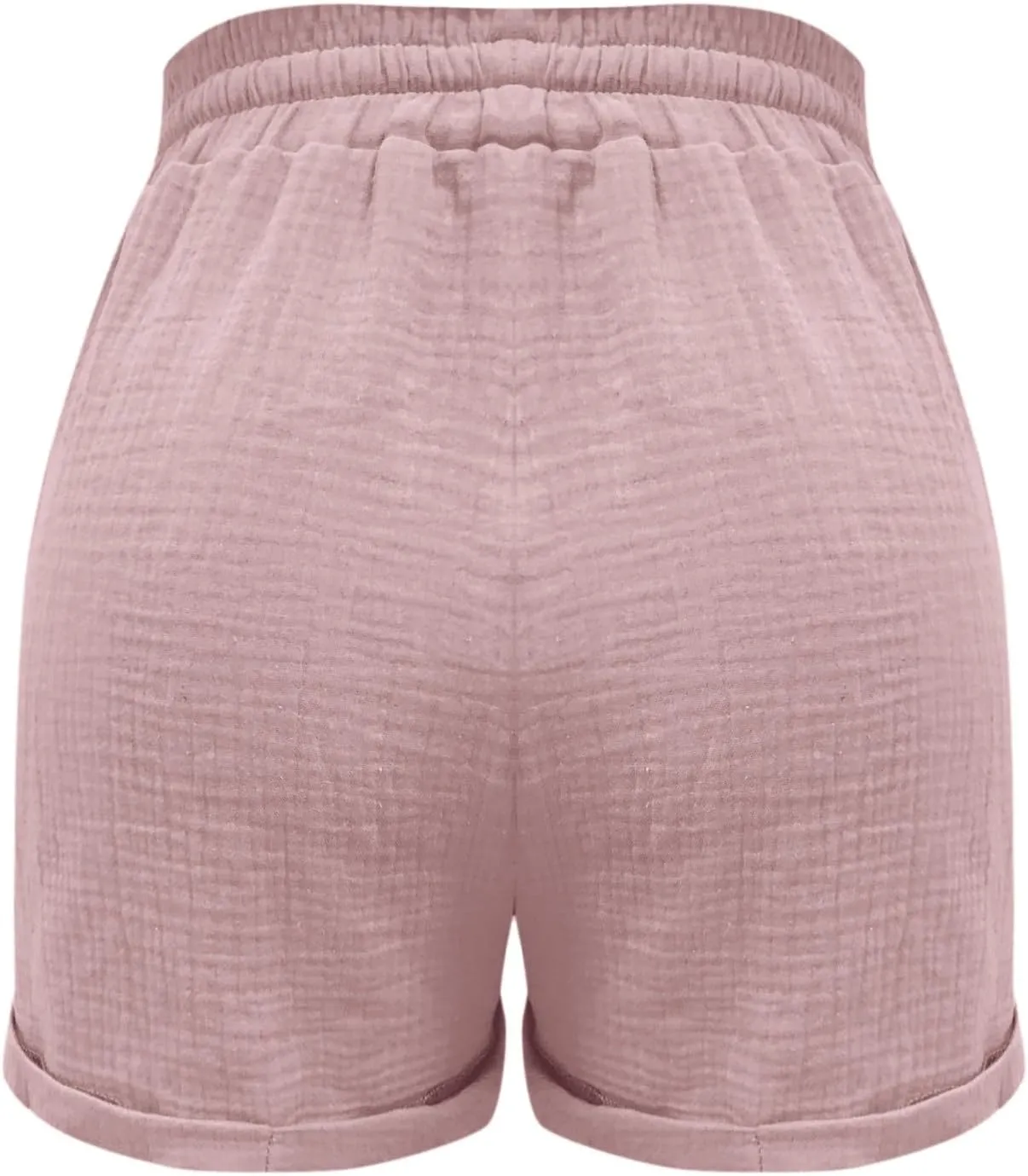 Linen Shorts for Women Summer Casual Comfy Shorts Drawstring Elastic Waist Lightweight Shorts with Pockets