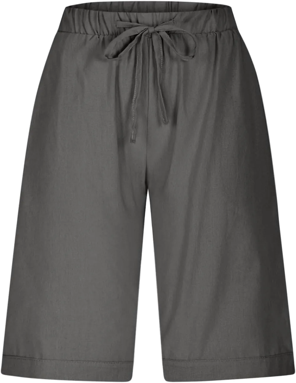 Linen Shorts for Women Trendy High Waisted Pants Side Hollow Lace Trim Drawstring Shorts with Pockets