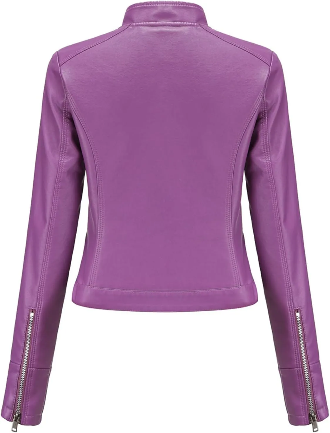 Lmdudan Faux Leather Jacket for Women Fashion Zip Up Motorcycle Jackets Tops Short PU Moto Biker Outwear Fitted Slim Coats