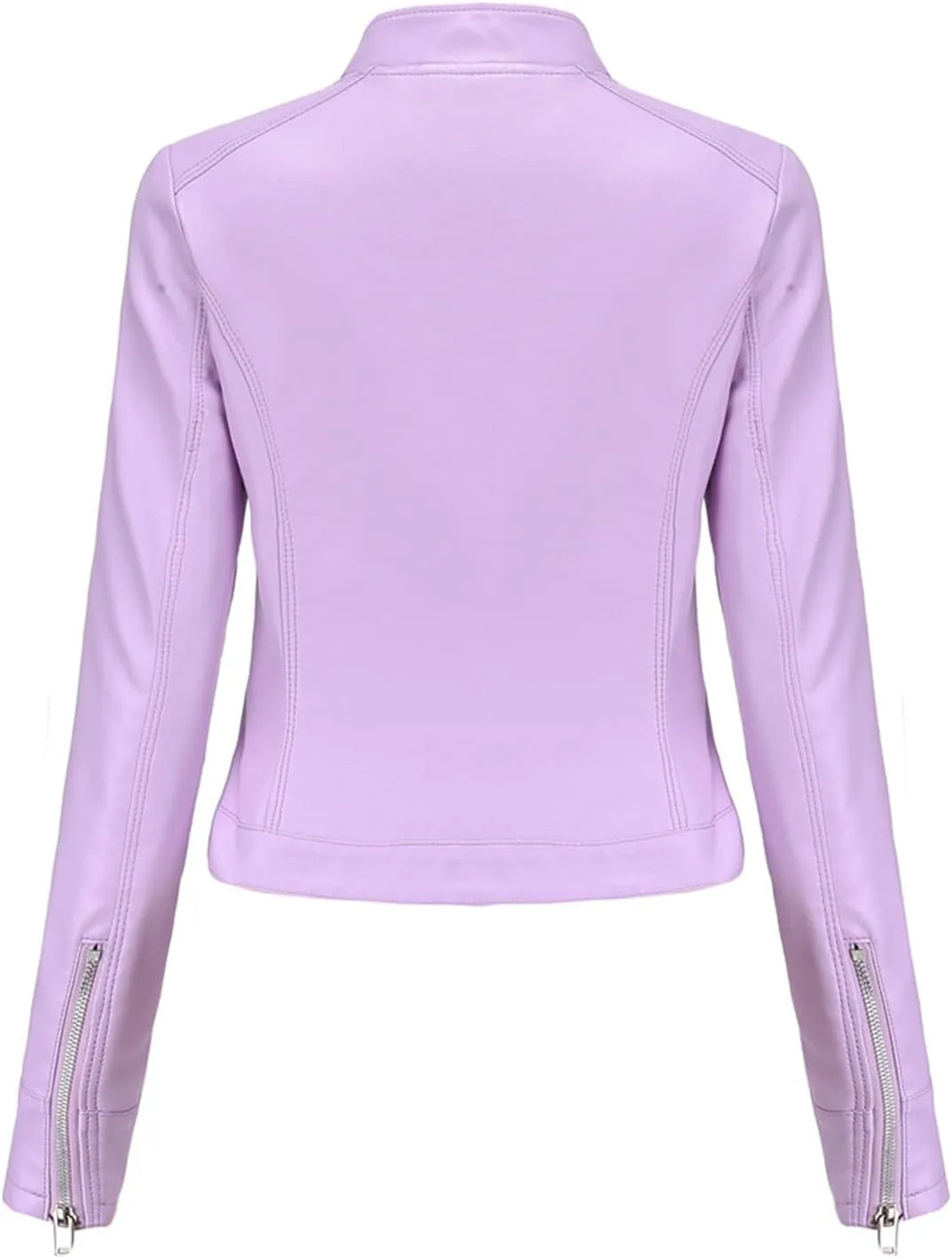 Lmdudan Faux Leather Jacket for Women Fashion Zip Up Motorcycle Jackets Tops Short PU Moto Biker Outwear Fitted Slim Coats