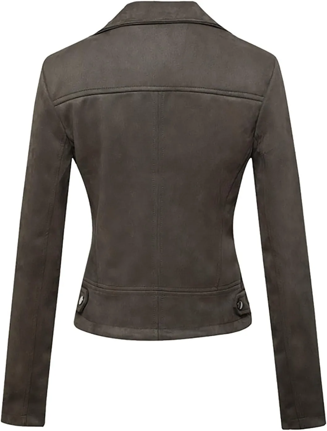 Lmdudan Faux Leather Short Jacket for Women Winter Long Sleeve Motorcycle Coats Sexy Lapel Zipper Cropped Outwear Tops