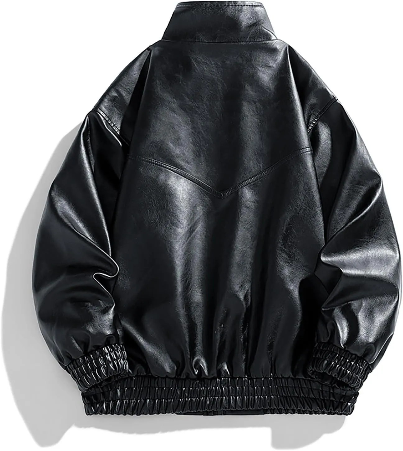 Lmdudan Mens Faux Leather Jacket Motorcycle Bomber Jackets Oversized Jacket Streetwear Stand Collar Lightweight Windbreaker