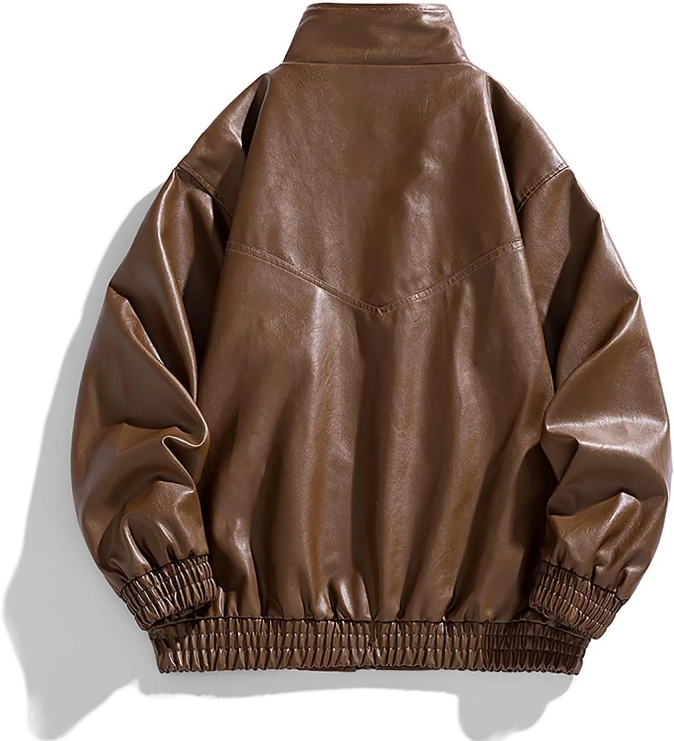 Lmdudan Mens Faux Leather Jacket Motorcycle Bomber Jackets Oversized Jacket Streetwear Stand Collar Lightweight Windbreaker