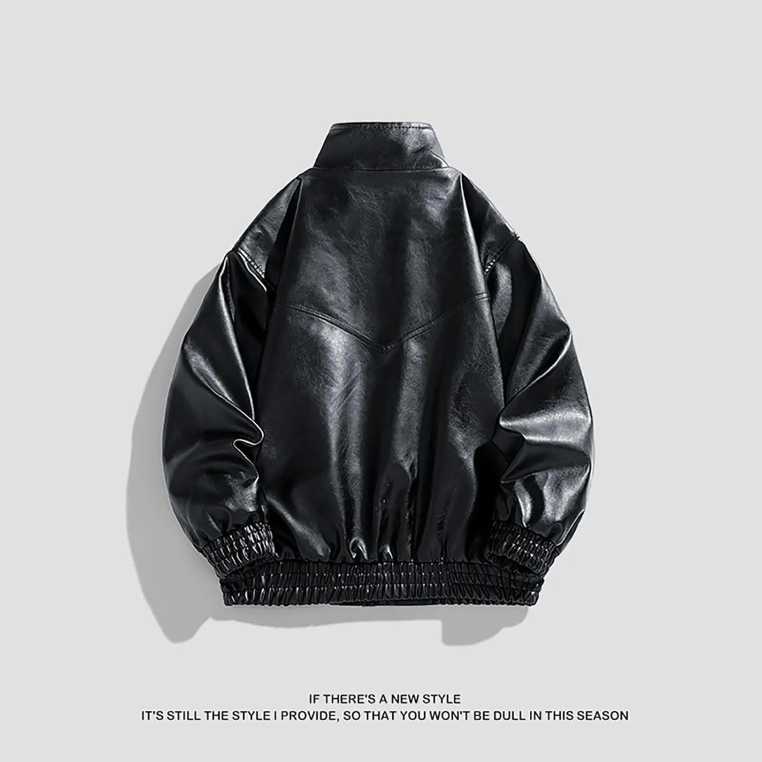 Lmdudan Mens Faux Leather Jacket Motorcycle Bomber Jackets Oversized Jacket Streetwear Stand Collar Lightweight Windbreaker