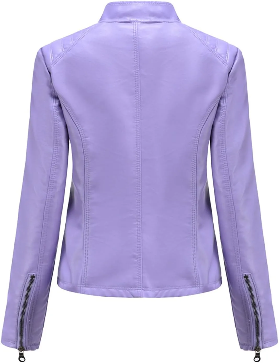 Lmdudan Women's Faux Leather Motorcycle Jacket Ladies 2023 Fashion PU Slim Short Biker Coat Long Sleeve Zipper Outwear Tops