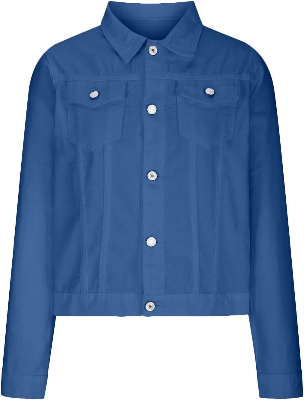 Lmdudan Women's Long Sleeve Button Down Wash Denim Jacket Ladies Retro Western Jean Jacket Winter Fall Coat Tops & Pockets