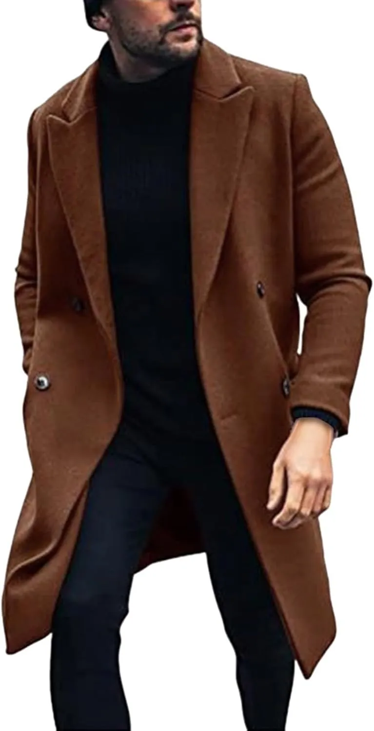 Long Coat Men Coat Autumn British Woolen Double Breasted Extended Coat Men'S Wool Jackets Coats Trench Coat Mens