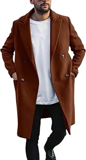 Long Coat Men Coat Autumn British Woolen Double Breasted Extended Coat Men'S Wool Jackets Coats Trench Coat Mens