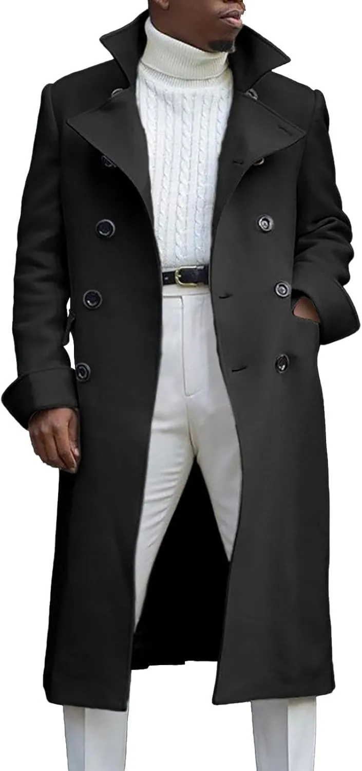 Long Coat Men Coat Autumn British Woolen Double Breasted Extended Coat Men'S Wool Jackets Coats Trench Coat Mens
