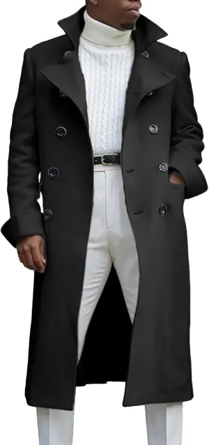 Long Coat Men Coat Autumn British Woolen Double Breasted Extended Coat Men'S Wool Jackets Coats Trench Coat Mens