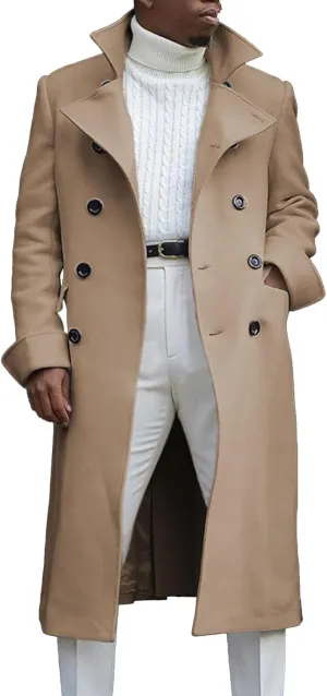 Long Coat Men Coat Autumn British Woolen Double Breasted Extended Coat Men'S Wool Jackets Coats Trench Coat Mens