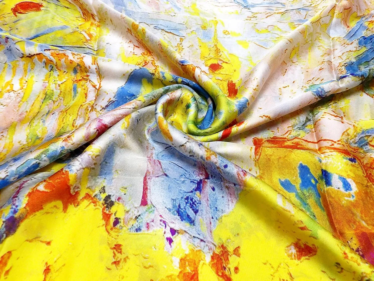 Long Silk Scarf Summer Lightweight Satin Shawl Outdoor Floral Large Wrap 70''X35''