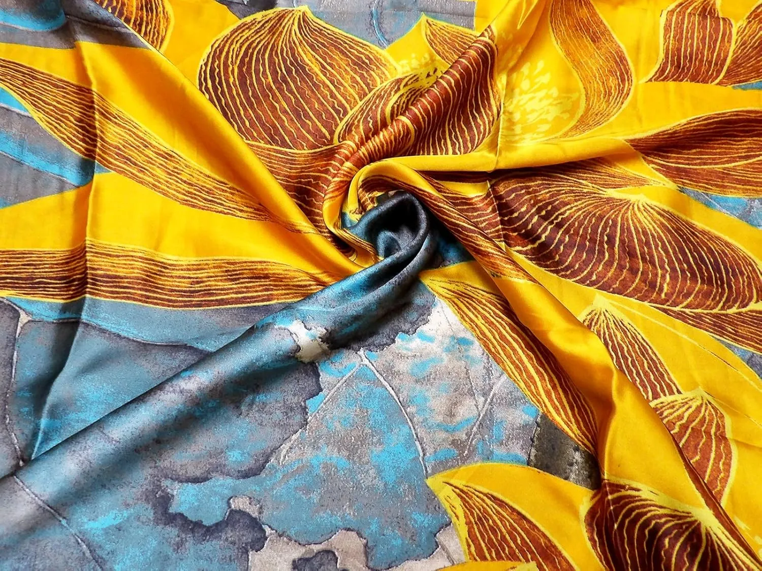 Long Silk Scarf Summer Lightweight Satin Shawl Outdoor Floral Large Wrap 70''X35''