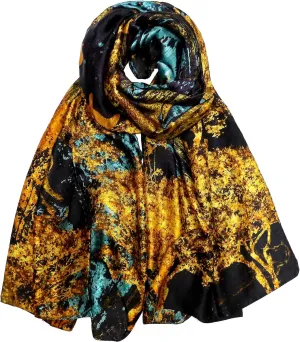 Long Silk Scarf Summer Lightweight Satin Shawl Outdoor Floral Large Wrap 70''X35''