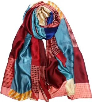 Long Silk Scarf Summer Lightweight Satin Shawl Outdoor Floral Large Wrap 70''X35''