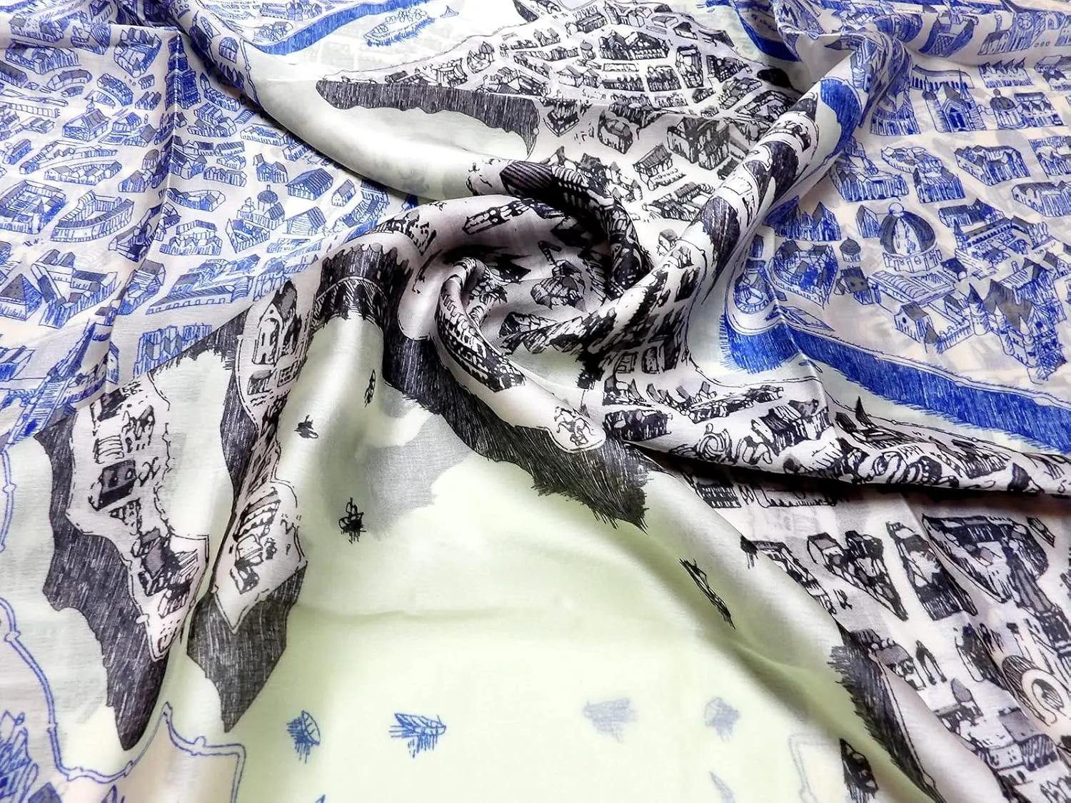 Long Silk Scarf Summer Lightweight Satin Shawl Outdoor Floral Large Wrap 70''X35''
