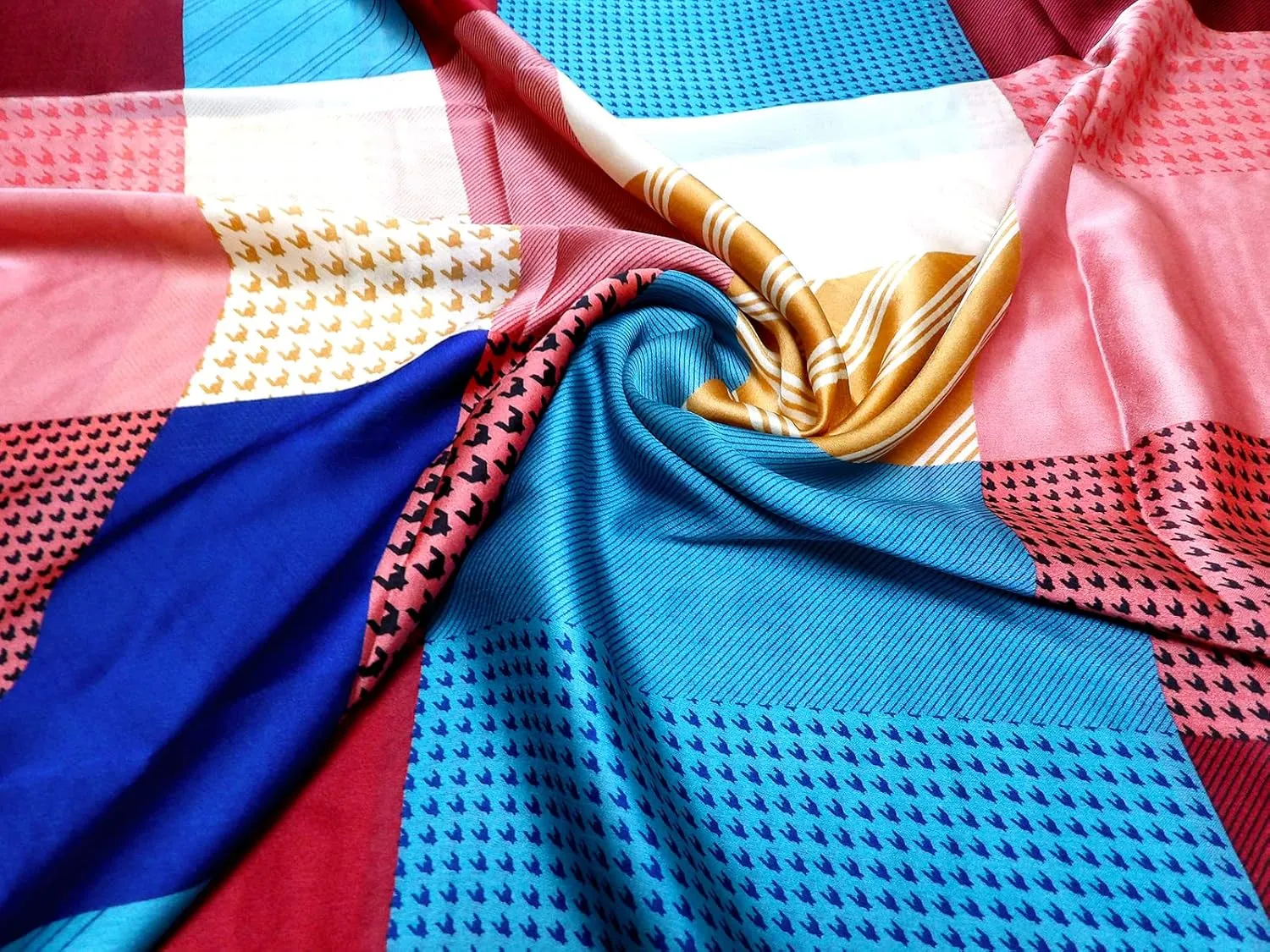 Long Silk Scarf Summer Lightweight Satin Shawl Outdoor Floral Large Wrap 70''X35''