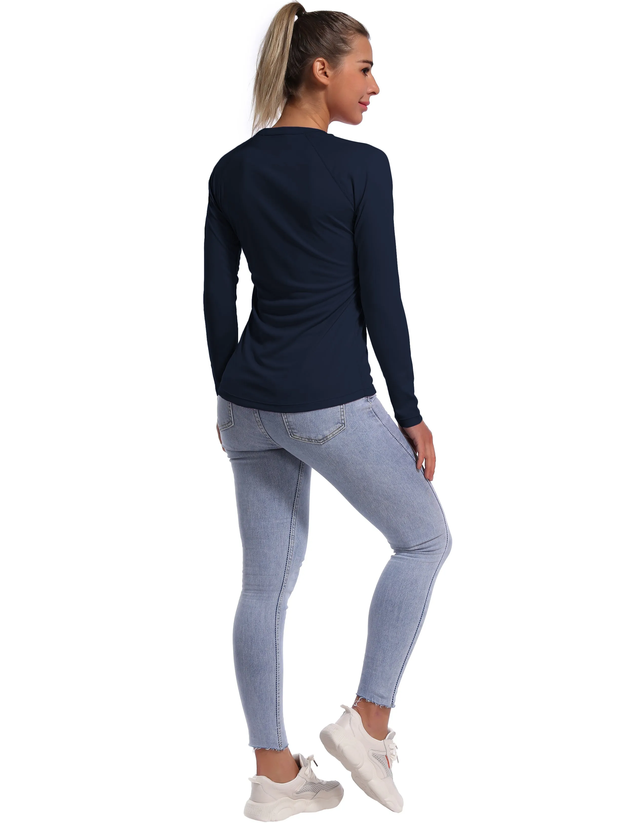 Long Sleeve Athletic Shirts darknavy_Jogging