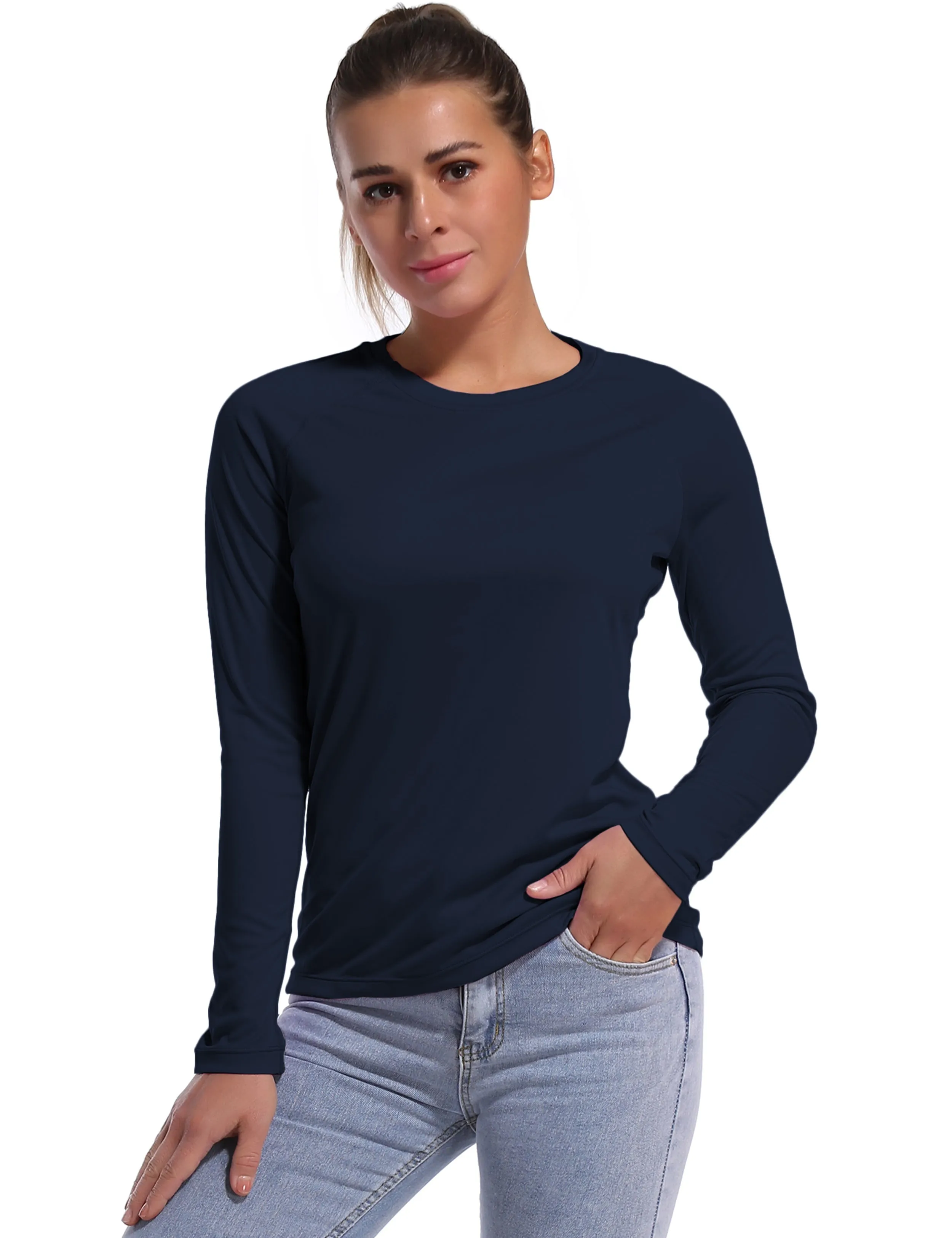 Long Sleeve Athletic Shirts darknavy_Jogging