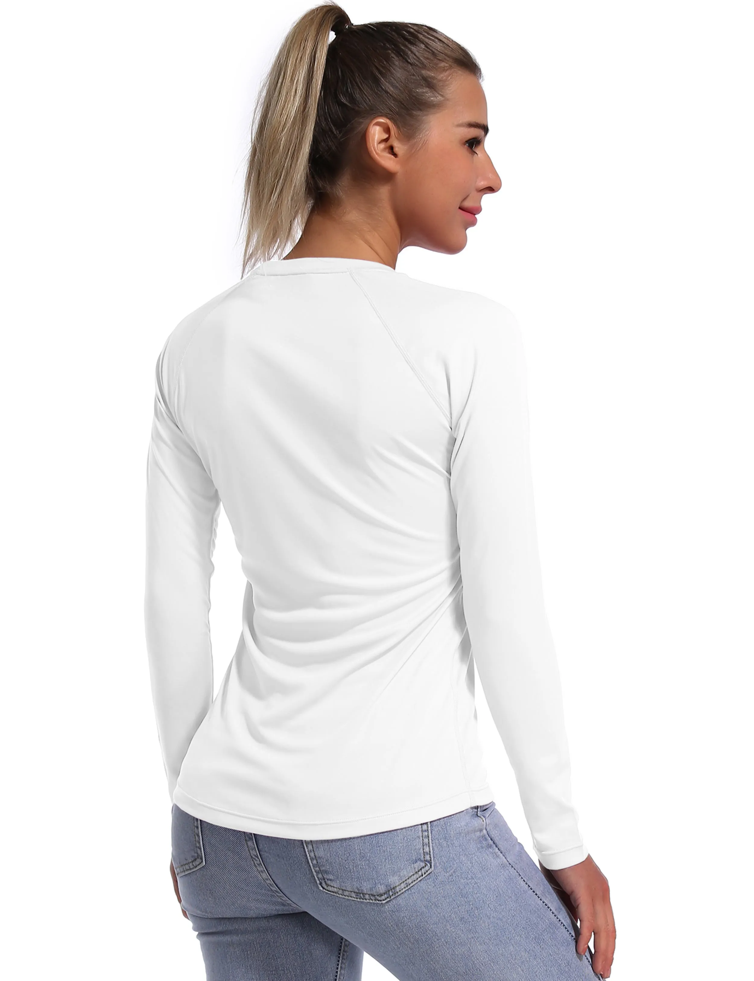 Long Sleeve Athletic Shirts white_Plus Size