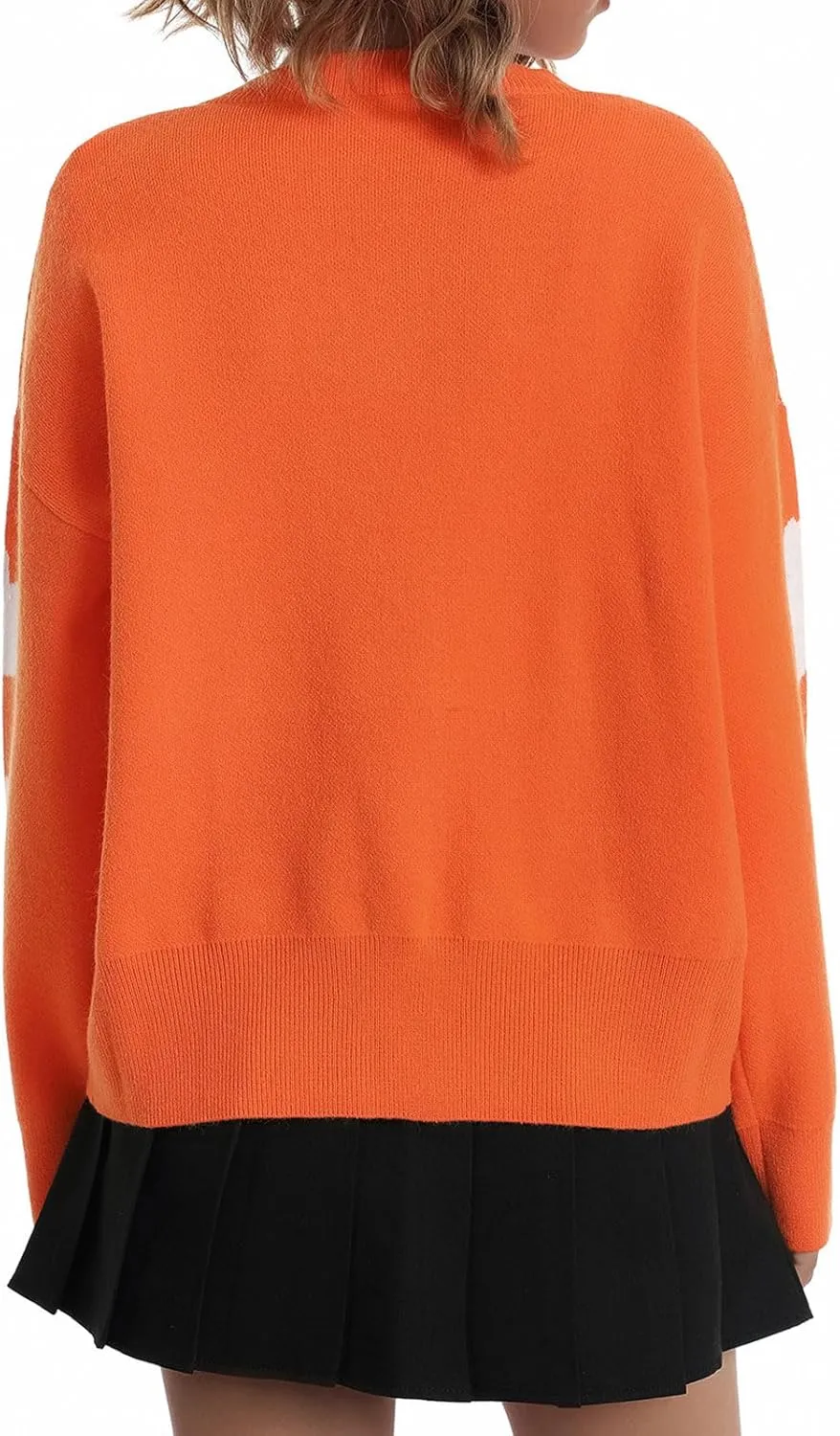 loveimgs Women Chunky Knit Cardigan Sweater Button Up Heart Sweater Jacket Patterned Color Block Knitted Crop Cardigan