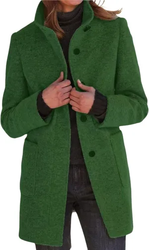 loveimgs Women Thicken Wool Blend Peal Coat Winter Single Breasted Trench Coat Blazer Woolen Tweed Jacket