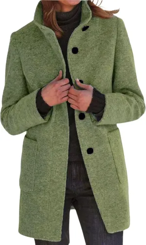 loveimgs Women Thicken Wool Blend Peal Coat Winter Single Breasted Trench Coat Blazer Woolen Tweed Jacket