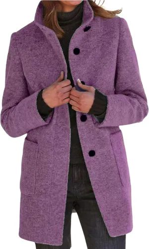 loveimgs Women Thicken Wool Blend Peal Coat Winter Single Breasted Trench Coat Blazer Woolen Tweed Jacket