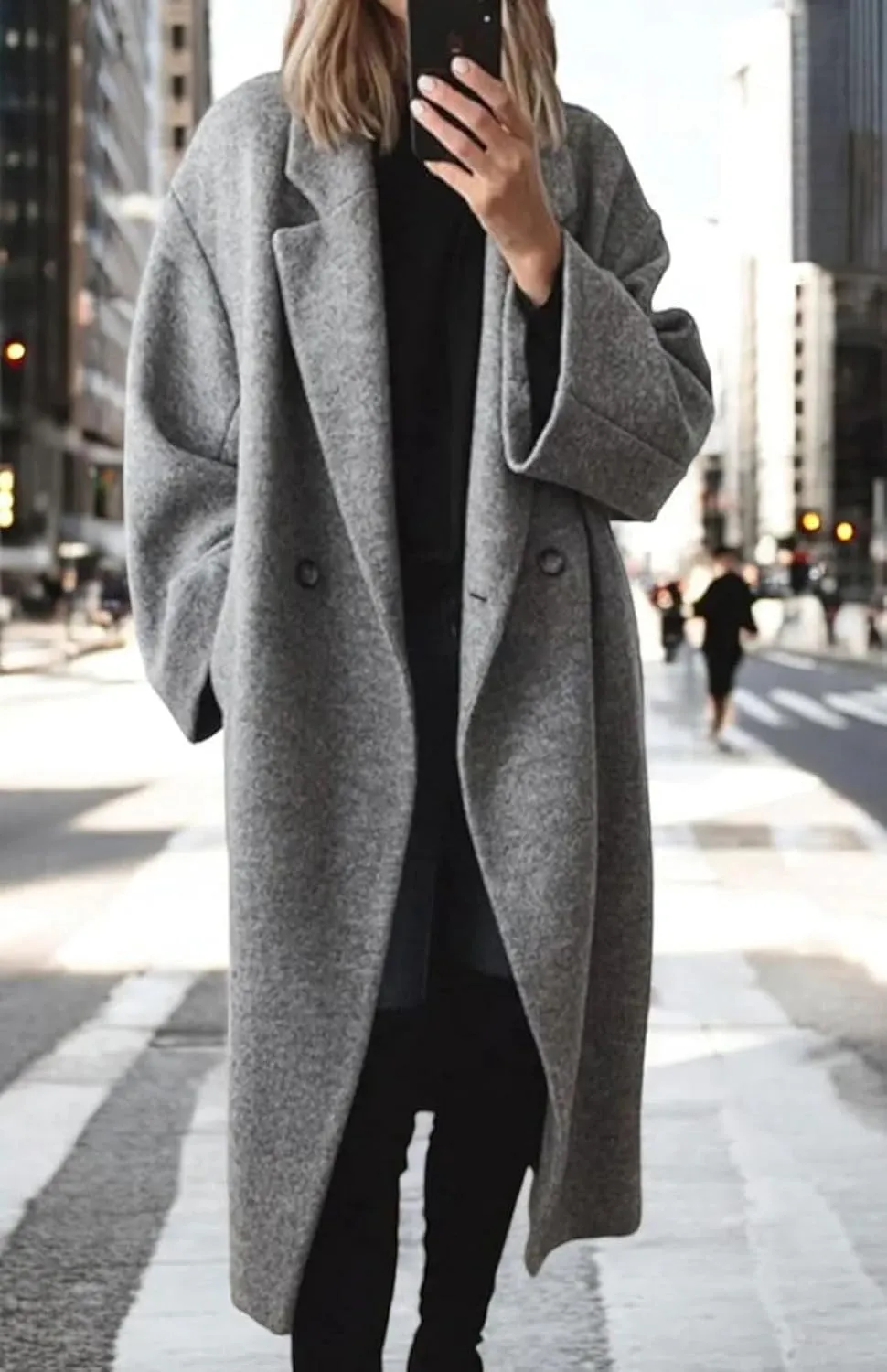 loveimgs Women Winter Long Wool Pea Coat Trench Coat Woolen Jacket Button Down Peacoat Overcoat
