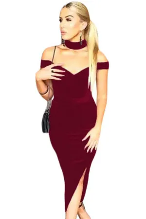 Luxurious Long Party Dress with Choker