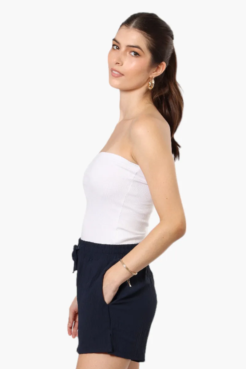 Magazine Solid Basic Drawstring Shorts - Navy